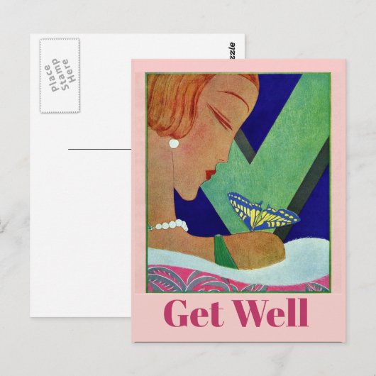 Beterschap Vlinder, Vintage Stijl Ansichtkaart Briefkaart (Voorkant / Achterkant)