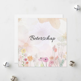 Beterschapskaart met bloemen (vierkant) feestdagenkaart