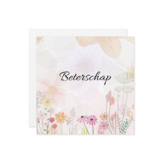 Beterschapskaart met bloemen (vierkant) feestdagenkaart