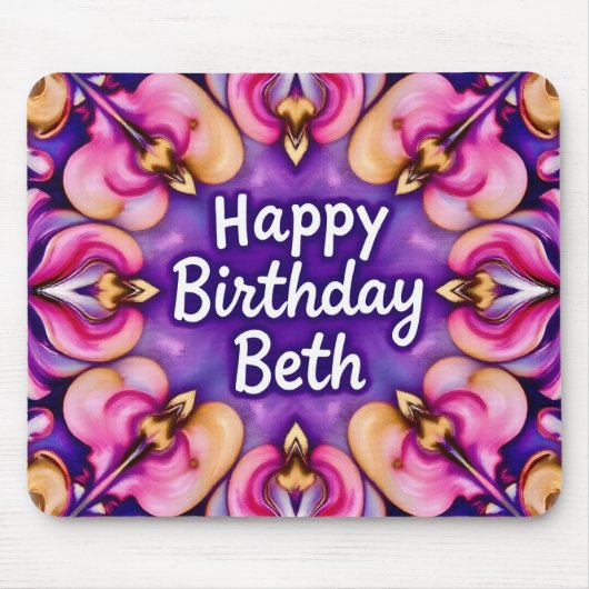 BETH ~ Floral Birthday Greeting ~ Muismat (Voorkant)