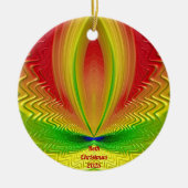 BETH ~ Gepersonaliseerd rood-groen kerstfeest Keramisch Ornament (Voorkant)