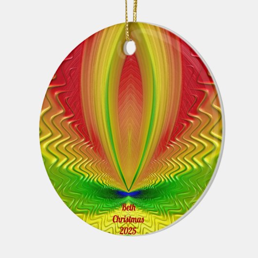 BETH ~ Gepersonaliseerd rood-groen kerstfeest Keramisch Ornament (Links)
