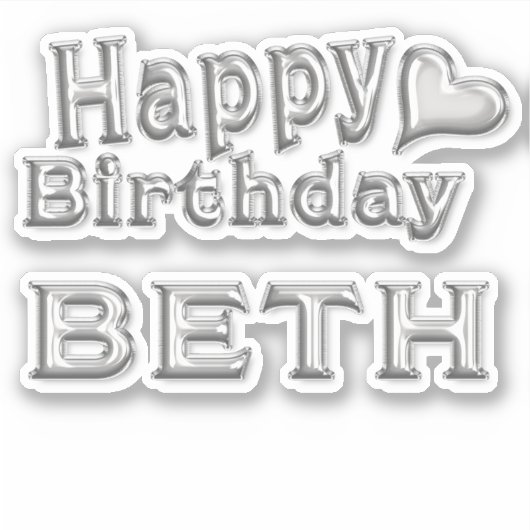Beth Happy Birthday silver Aufkleber Sticker (Voorkant)