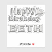 Beth Happy Birthday silver Aufkleber Sticker (Vel)