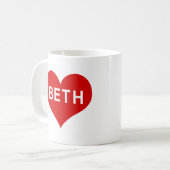 BETH NAAM Red Love Heart Koffiemok (Voorkant links)
