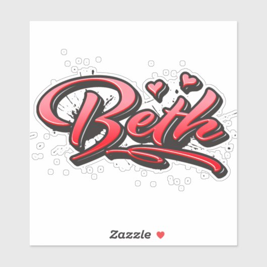 Beth red Heart Graffiti Aufkleber Sticker (Vel)