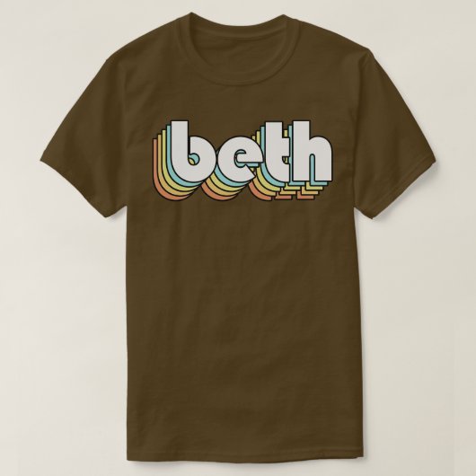 Beth Retro Rainbow Typography Faded Style 2 T-shirt (Design voorkant)