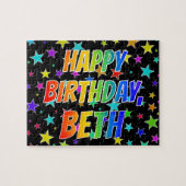 "BETH" Voornaam, Fun "HAPPY BIRTHDAY" Legpuzzel (Horizontaal)
