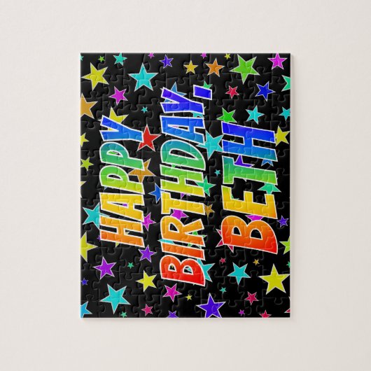 "BETH" Voornaam, Fun "HAPPY BIRTHDAY" Legpuzzel (Verticaal)