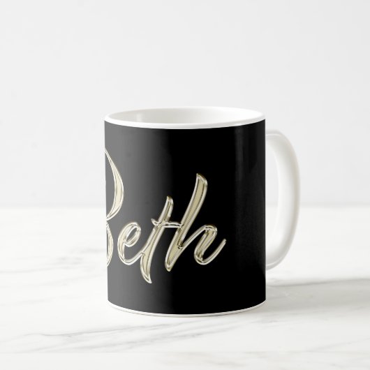 Beth white gold Handwriting Tasse Kaffeetasse Koffiemok (Voorkant rechts)