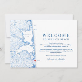 Bethany Beach Blue Wedding Welkomstroute Bedankkaart