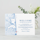 Bethany Beach Blue Wedding Welkomstroute Bedankkaart (Staand voorkant)