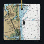 Bethany Beach DE Chart Keramisch Ornament<br><div class="desc">Bethany Beach Delaware Kerstversient gemaakt met NAA nautical Chart.</div>