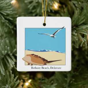 Bethany Beach, DE Hoefijzer Krab Zee Gull Beach Keramisch Ornament