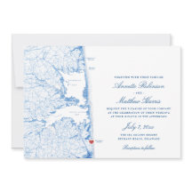 Bethany Beach DE Kaart Elegante Navy Blue Wedding