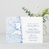 Bethany Beach DE Kaart Elegante Navy Blue Wedding (Staand voorkant)