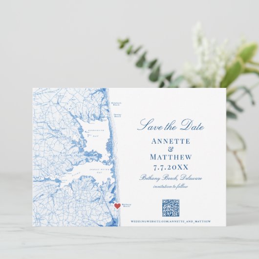 Bethany Beach DE kaart Foto QR code Bruiloft (Staand voorkant)