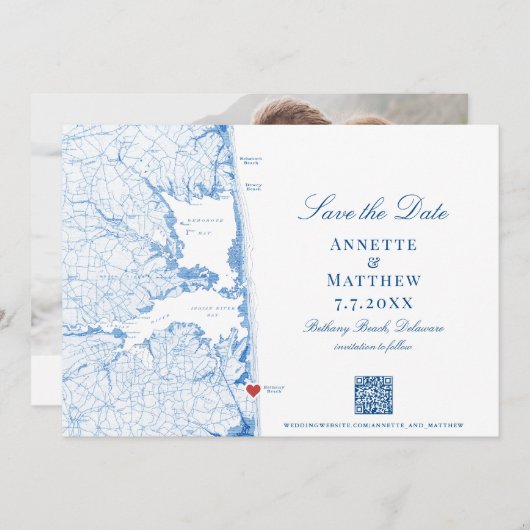 Bethany Beach DE kaart Foto QR code Bruiloft (Voorkant / Achterkant)