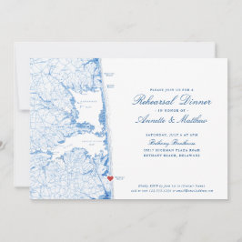 Bethany Beach DE Kaart Marine Blauw Repetitie Dine