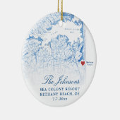 Bethany Beach DE Kaart Marine Trouwfoto Kerstmis Keramisch Ornament (Rechts)