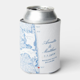 Bethany Beach DE Kaart Navy Blue Wedding Favoriete Blikjeskoeler