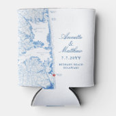 Bethany Beach DE Kaart Navy Blue Wedding Favoriete Blikjeskoeler (Voorkant)