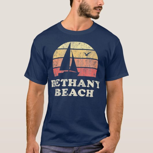 Bethany Beach DE  Sailboat 70s Throwback T-shirt (Voorkant)