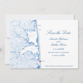 Bethany Beach Delaware Kaart Elegant Blauw Bruilof