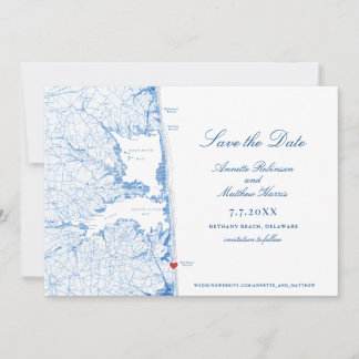 Bethany Beach Delaware Kaart Elegant Blauw Bruilof