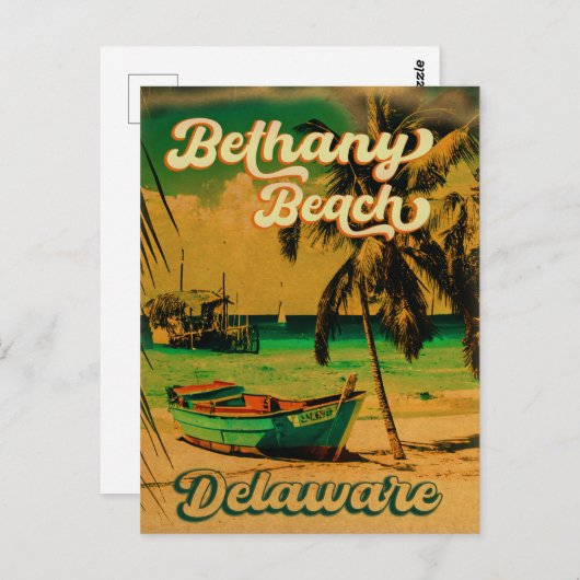 Bethany Beach Delaware Palm Trees  80's Briefkaart (Voorkant / Achterkant)