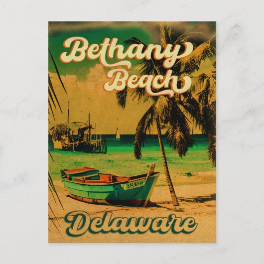 Bethany Beach Delaware Palm Trees 80's Briefkaart (Voorkant)