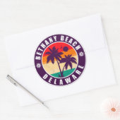 Bethany Beach Delaware Palm Trees 80's Ronde Sticker (Envelop)