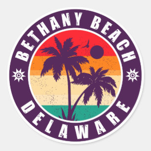 Bethany Beach Delaware Palm Trees  80's Ronde Sticker