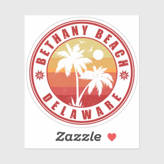 Bethany Beach Delaware Palm Trees  80's Sticker (Vel)