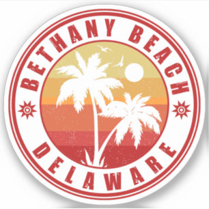 Bethany Beach Delaware Palm Trees  80's Sticker