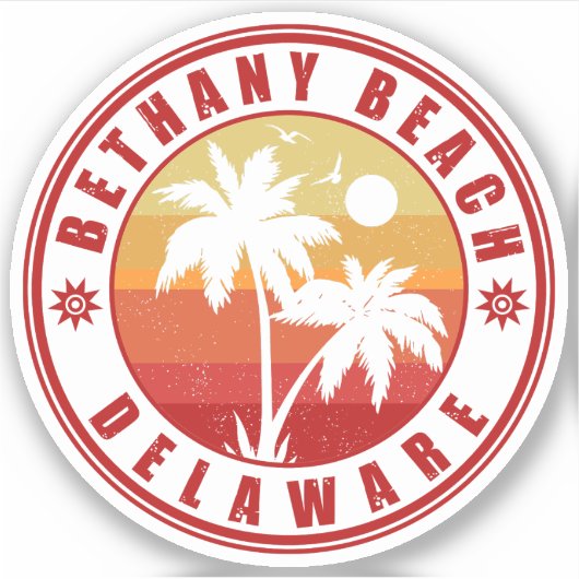 Bethany Beach Delaware Palm Trees  80's Sticker (Voorkant)