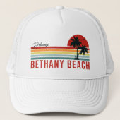 Bethany Beach Delaware Palm Trees Retro Sunset 60s Trucker Pet (Voorkant)