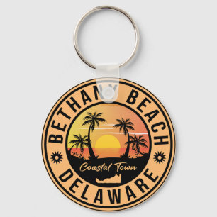 Bethany Beach Delaware Palm Trees Retro Sunset 80' Sleutelhanger