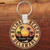Bethany Beach Delaware Palm Trees Retro Sunset 80' Sleutelhanger (Voorkant)
