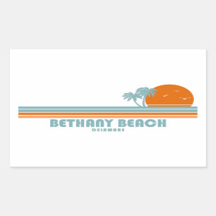 Bethany Beach Delaware Sun Palm Trees Rechthoekige Sticker