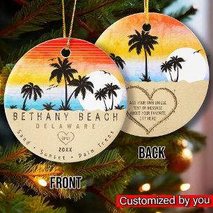 Bethany Beach Delaware Sunset Beach Palm Tree 80s Keramisch Ornament