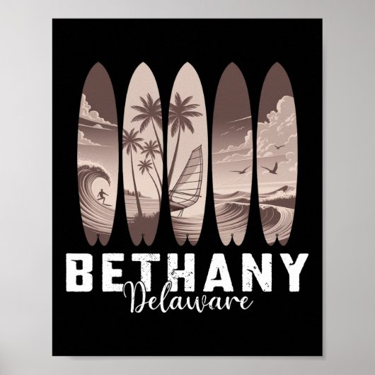 Bethany Beach Delaware Surfplank Mannen Vrouwen Su Poster (Voorkant)