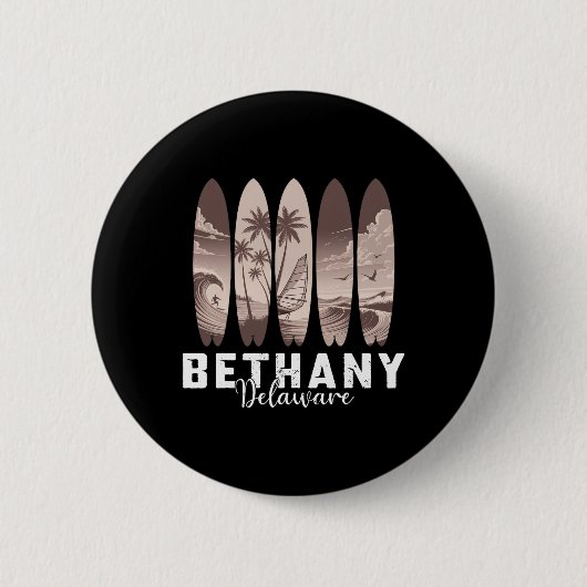 Bethany Beach Delaware Surfplank Mannen Vrouwen Su Ronde Button 5,7 Cm (Voorkant)