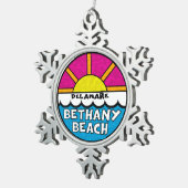 Bethany Beach Delaware Tin Sneeuwvlok Ornament (Rechts)