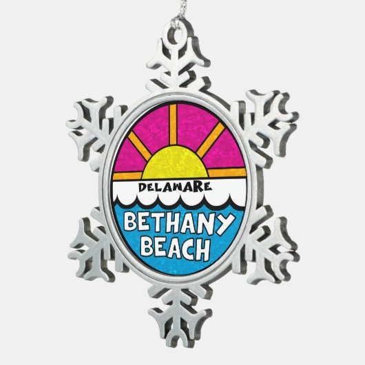 Bethany Beach Delaware Tin Sneeuwvlok Ornament (Rechts)