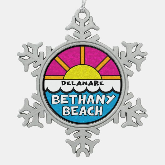 Bethany Beach Delaware Tin Sneeuwvlok Ornament (Voorkant)