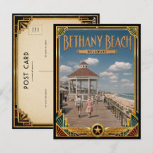 Bethany Beach Delaware Vintage Art Deco Gouden Tij
