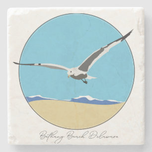 Bethany Beach, Delaware Zee meeuw Vliegen over het Stenen Onderzetter