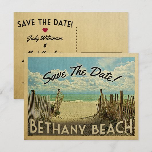 Bethany Beach, sla de datum in de nabijheid op Aankondigingskaart (Voorkant / Achterkant)