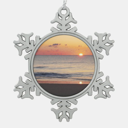 Bethany Beach Sunrise II Tin Sneeuwvlok Ornament (Voorkant)